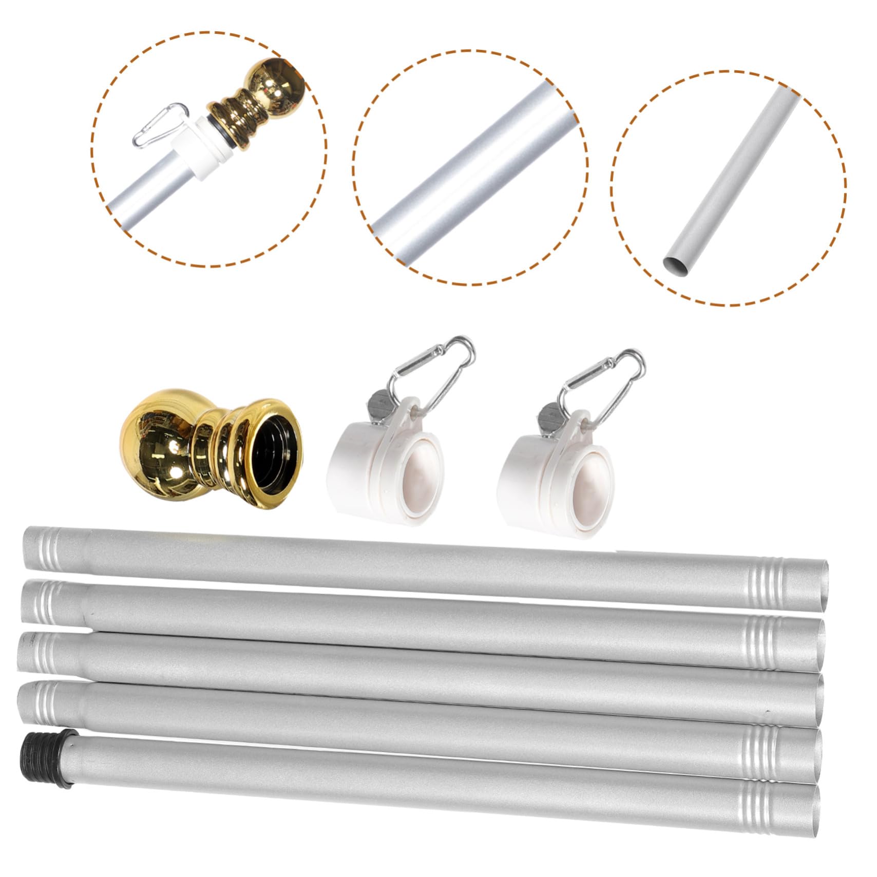 NUOBESTY Asta Bandiera in Acciaio Inossidabile Antiruggine con Anello Rotante Supporto Resistente per Giardino Cortile e Balcone Bandiera Esterno Multifunzionale