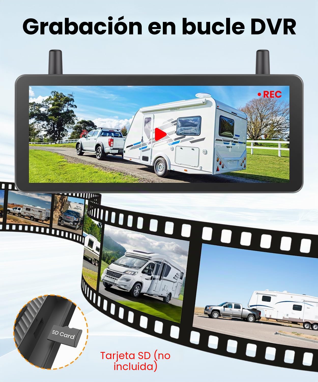 Auto-VOX Cámara de visión trasera inalámbrica solar con monitor 7.2" 1080P HD: 1 min instalación rápida, bolsa de almacenamiento, IP69K impermeable, para camión y remolque