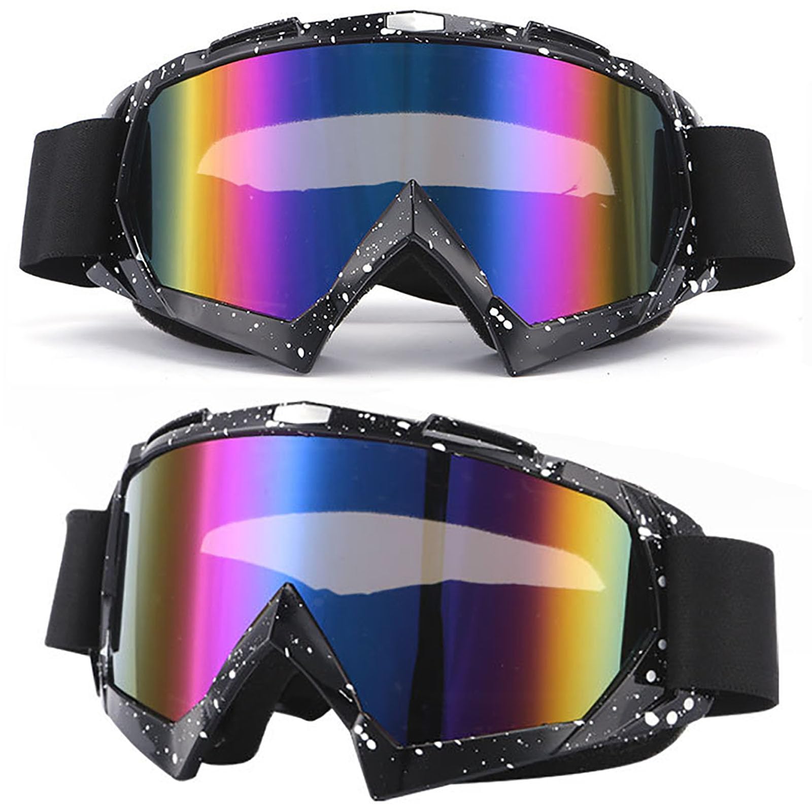 Juego de 4 gafas de motocross con cubierta facial, gafas de motocicleta ATV Motocross Riding Offroad anteojos para adultos, hombres, mujeres jóvenes, mármol negro