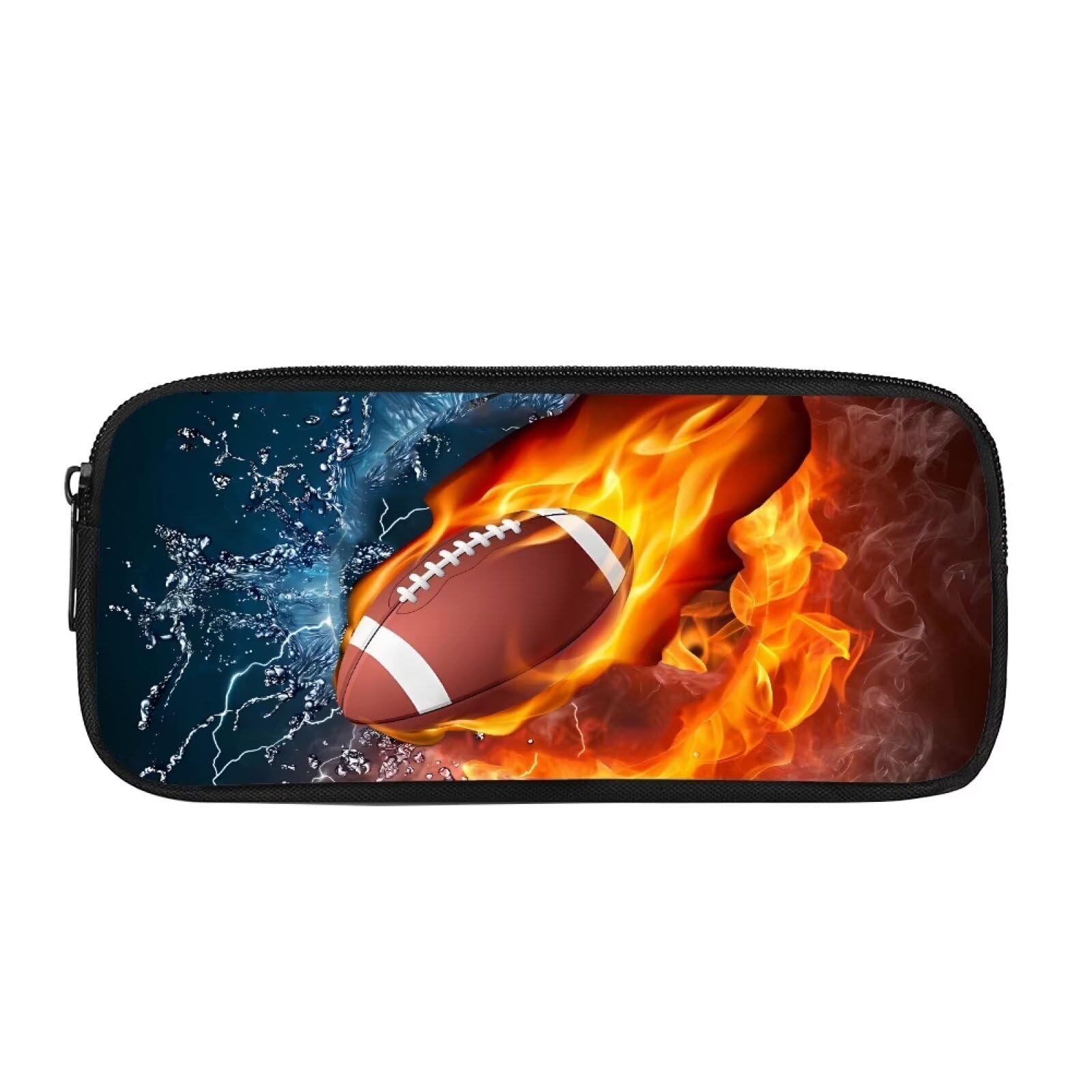 Biyejit Water Fire Rugby Pencil Case Boys Pen Pouch with Zip Closure Pencil Bag Stationery Desk Organizer for Kids School Office Supplies — image 1
