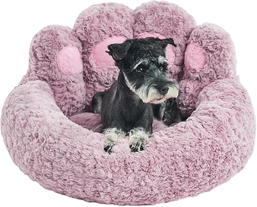 Jiupety Cama relajante y cómoda para perros y gatos, cama creativa con forma de dona para mascotas con patas de oso de pie, antiansiedad,