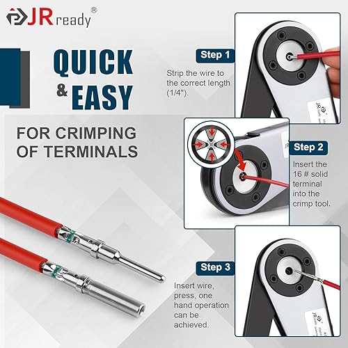 Miniatura 5 de JRready DW5006 Deutsch Kit de conector, conector de 2 pines, 3,4,6,8,12 pines DT IP68 conector impermeable con crimpadora Deutsch 12-22AWG,