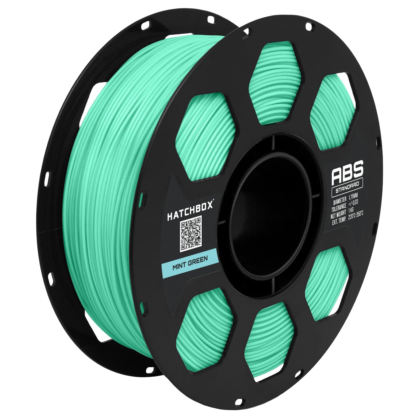 HATCHBOX ABS filament do drukarki 3D, dokładność wymiarów +/- 0,03 mm, szpula 1 kg, 1,75 mm, miętowa zieleń