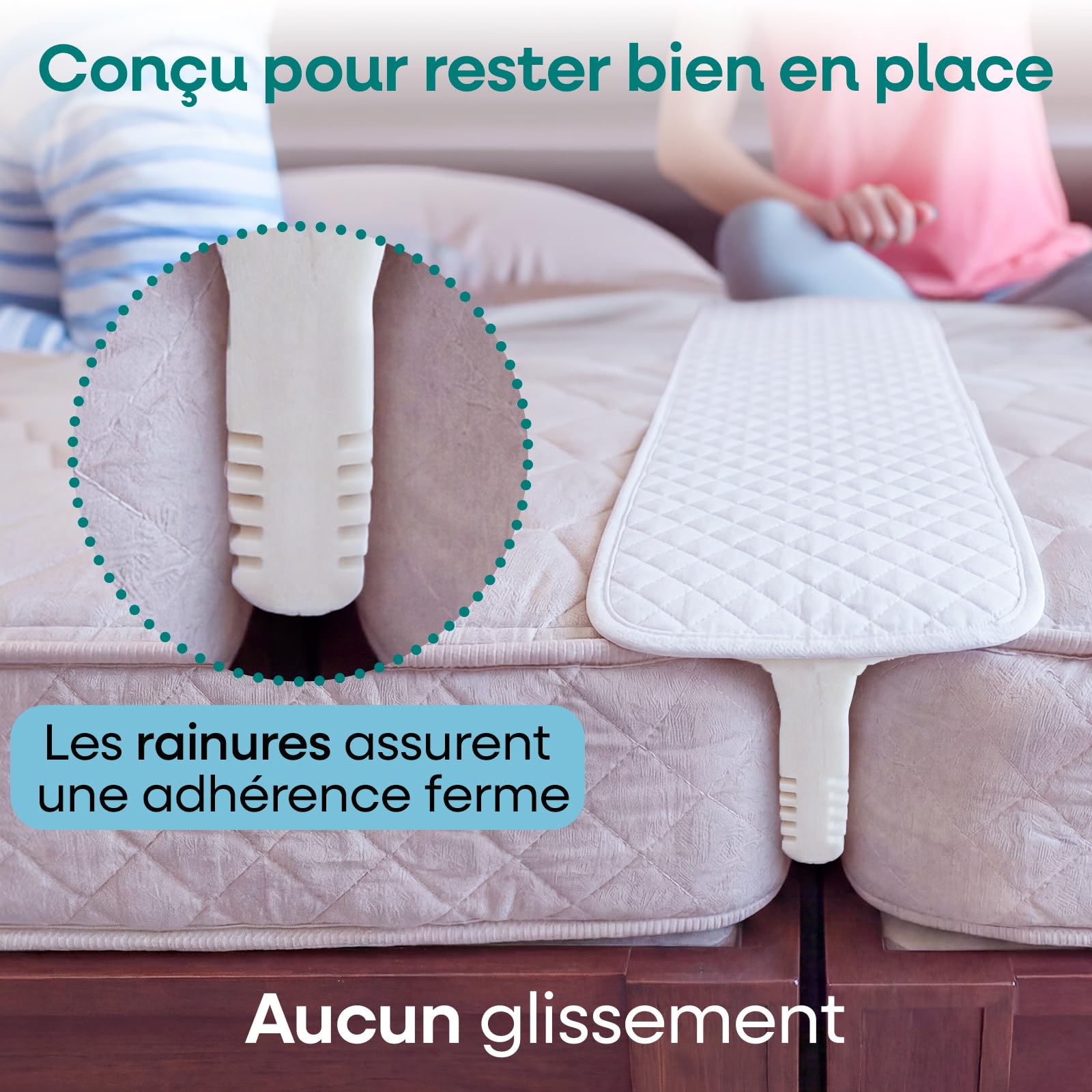 Pont de Lit Split King - Convertisseur pour Matelas Twin - Mousse Dense | Coin Biseauté Breveté Anti-Glissement, Hypoallergénique et Respirant, Idéal pour Chambres d'Amis et Couples