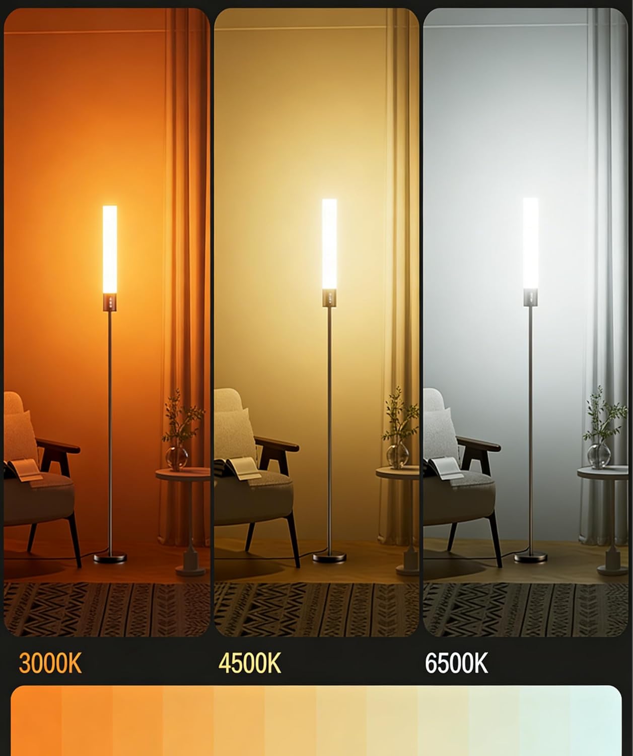 18W Dimmable Led Floor Lamp with Remote Control, 1600LM Ultra Bright Standing Tall Lamp, Modern Corner Lamps with RGB for Living Room, Bedroom, Gaming