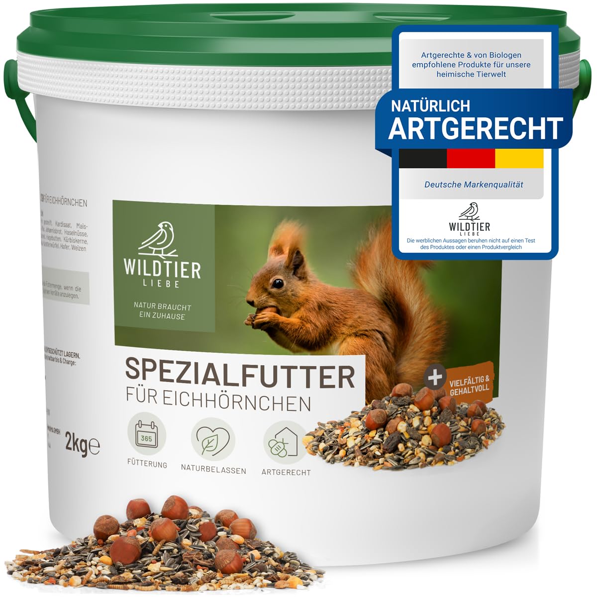 wildtier liebe Odpowiednia karma dla wiewiórek 2 kg dla wiewiórek i wiewiórek pasmowych I karma całoroczna wraz z ekstra deserem wiewiórki 50 g I karma wiewiórki, wiewiórki