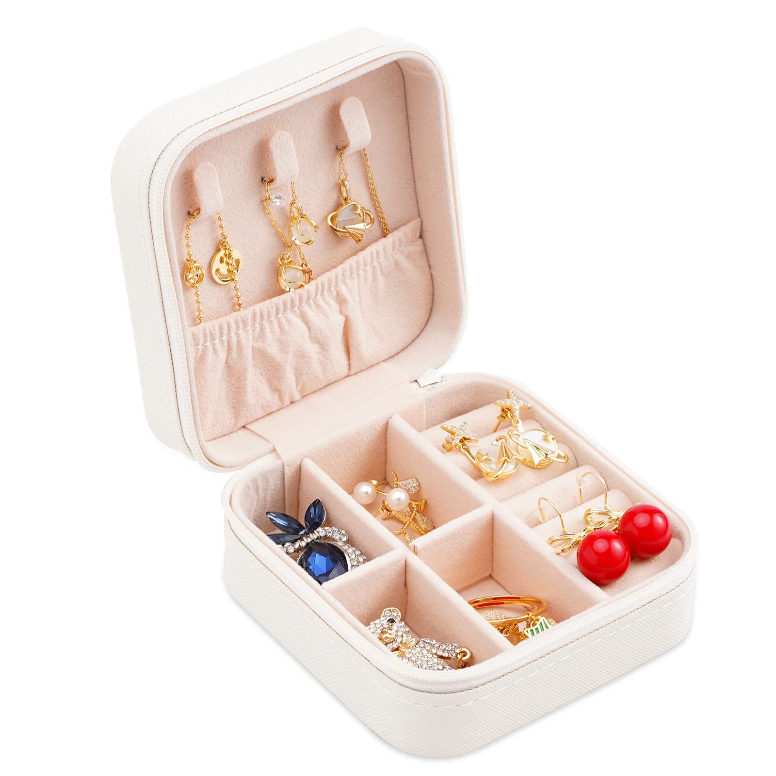 Portable Travel Mini Jewelry Box Leather Jewellery Ring Organizer Case Storage Gift Box Girls Women (4 color).