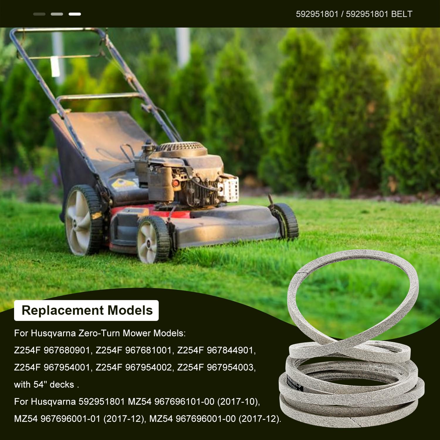 Mower Deck Belt 592951801 Accessories Drive Belt Z254F MZ54 Lawn Mower
