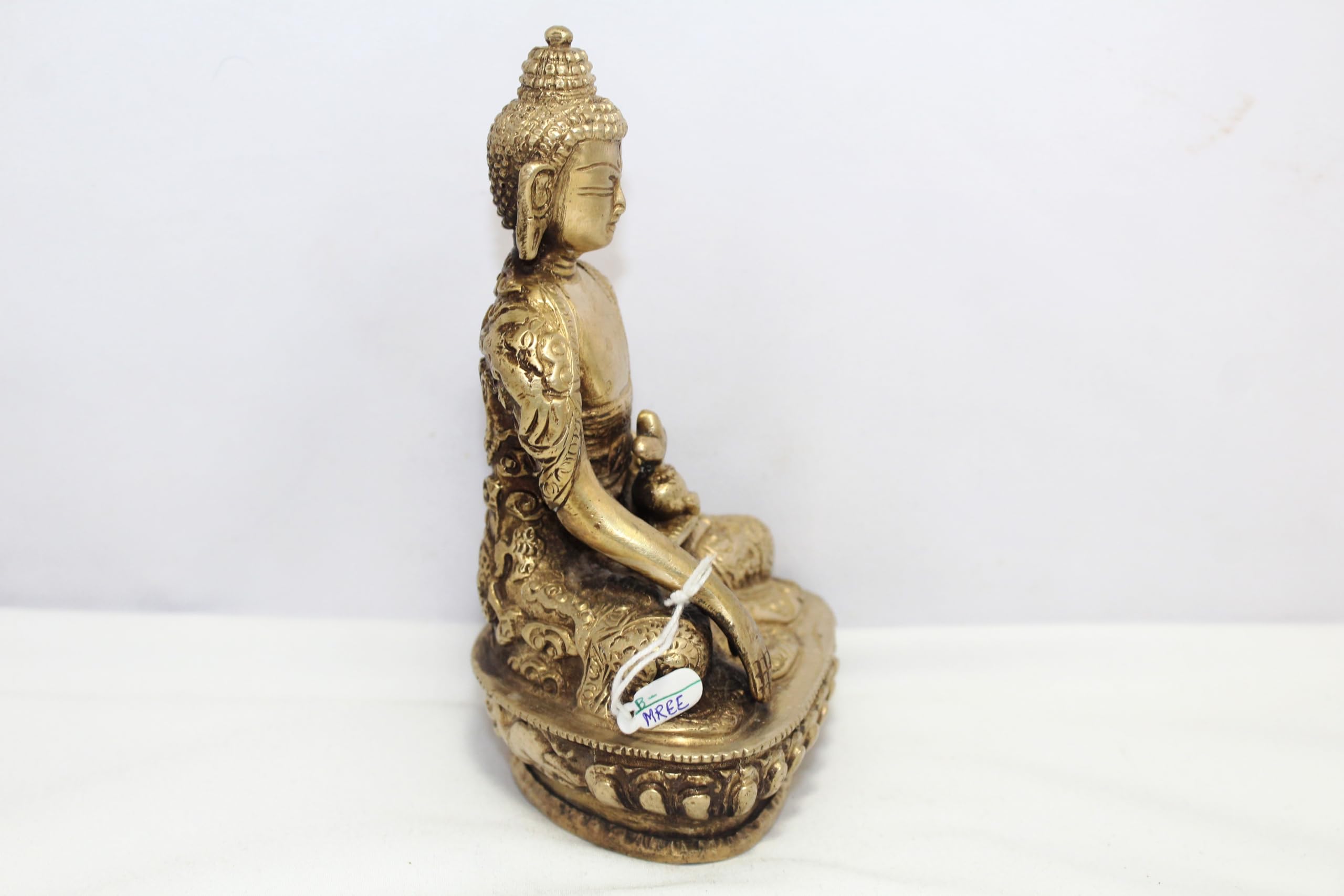 Rajasthan Gems Mosiężna statuetka Buddy buddyzm religia azjatycka dekoracja do domu figurka ręcznie grawerowana E368