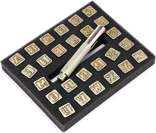 Miniatura 7 de OwnMy Juego de sellos de letras mayúsculas, juego de herramientas de sello del alfabeto de 12"  13mm, herramientas de estampado de cuero,