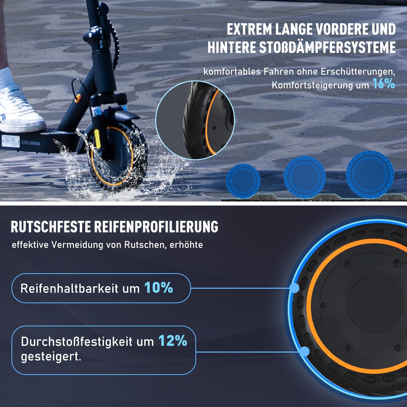 MEGA MOTION Trottinette électrique avec autorisation de circulation routière (ABE) - Pliable - Pour adulte - Portée de 35 km - Pneus de 8,5" - Moteur 400 W et double suspension - Sac de transport et