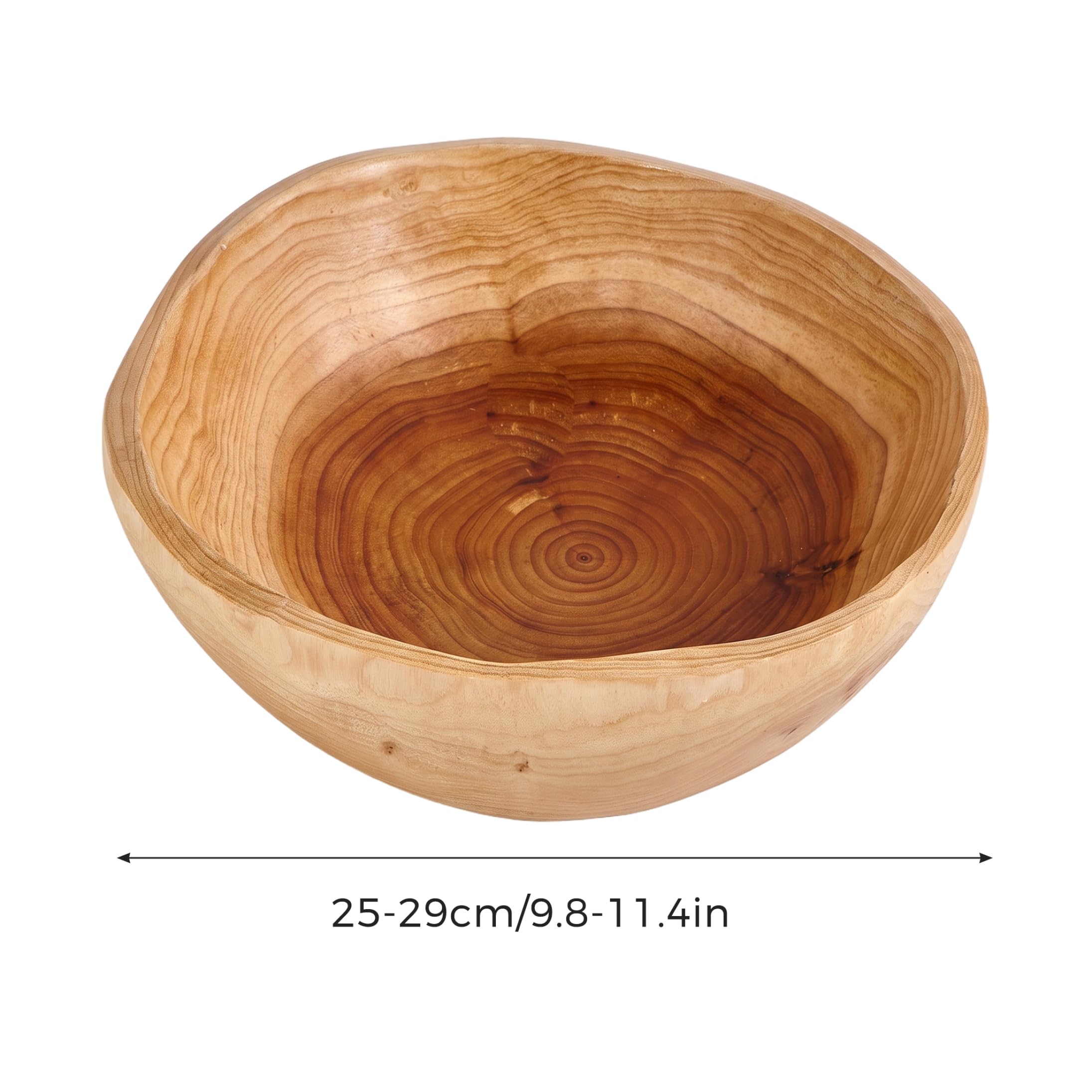 Bol en bois avec bol décoratif à revêtement de grain naturel, 10-11 pouces | Lisse sans bord, construction robuste, lavage facile, convient aux fruits, salades, bijoux, clés.