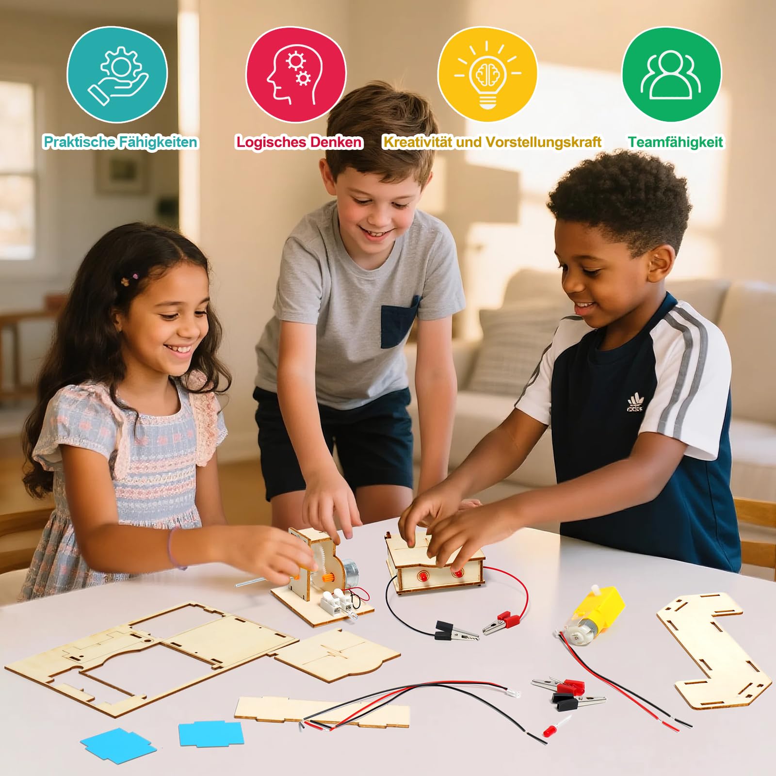 Experimente für Kinder ab 8 9 10 11 12 13 14, Elektronik Baukasten, Experimentierkasten, Elektro Baukasten für Kind, Holz Bausatz Kinder Spielzeug Geschenke ab 8 9 10 11 12 13 14 Jahre Jungen