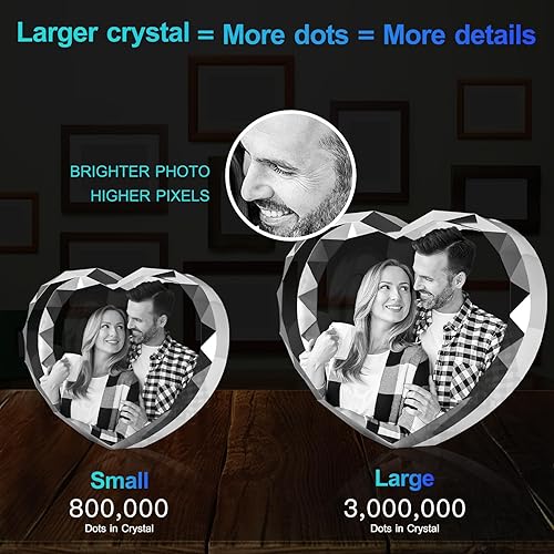 Miniatura 5 de BCSTYPE Foto de cristal 3D, regalos personalizados para el día de San Valentín para mujeres, mamá, ella, él, imagen grabada con láser 3D con tu foto