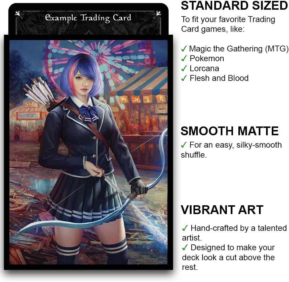 Fantasy North - Aurora - Festival Face Off - 100 Smooth Matte TCG Trading Card Sleeves - Anime - Fits Magic MTG Commander Pokemon and Other Card Games - Playing Card Sleeves