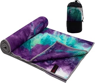 Yoga Towel - Tie-Die Textures Non-Slip Yoga Towel with Bag - Odorless and 100% Absorbent Microfiber Sweat Towel - Yoga Towel Mat for Hot Yoga, Bikram and Pilates - 24''x72'' Hot Yoga Towel