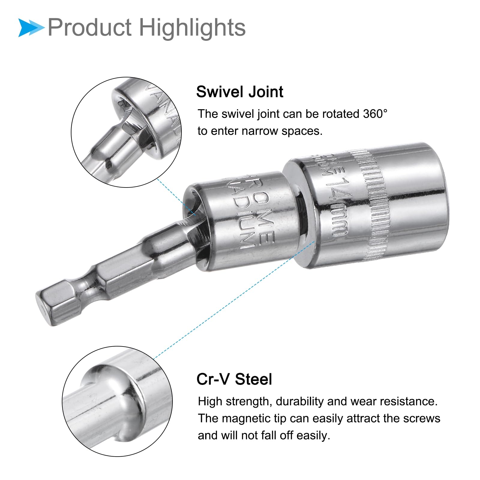 CoCud Socket Accessory Set, 4mm-14mm Shallow Socket 1/4" Drive 1/4" Universal Joints 1/4" Adapter, Socket Accessories - Image 4