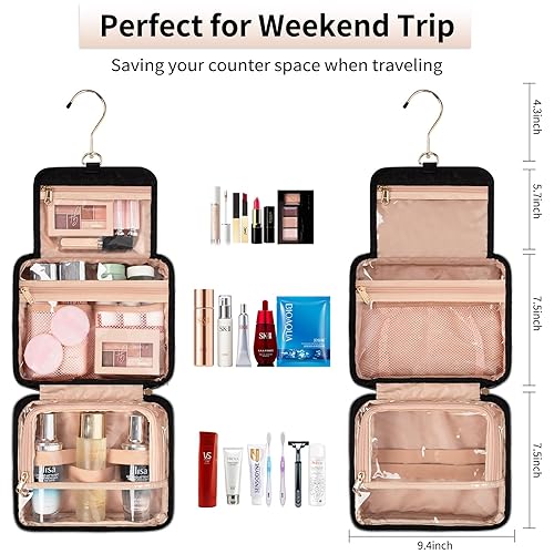 Miniatura 2 de CUBETASTIC Neceser de viaje, bolsa de maquillaje para mujer, bolsa de viaje portátil resistente al agua pequeña para artículos de tocador y