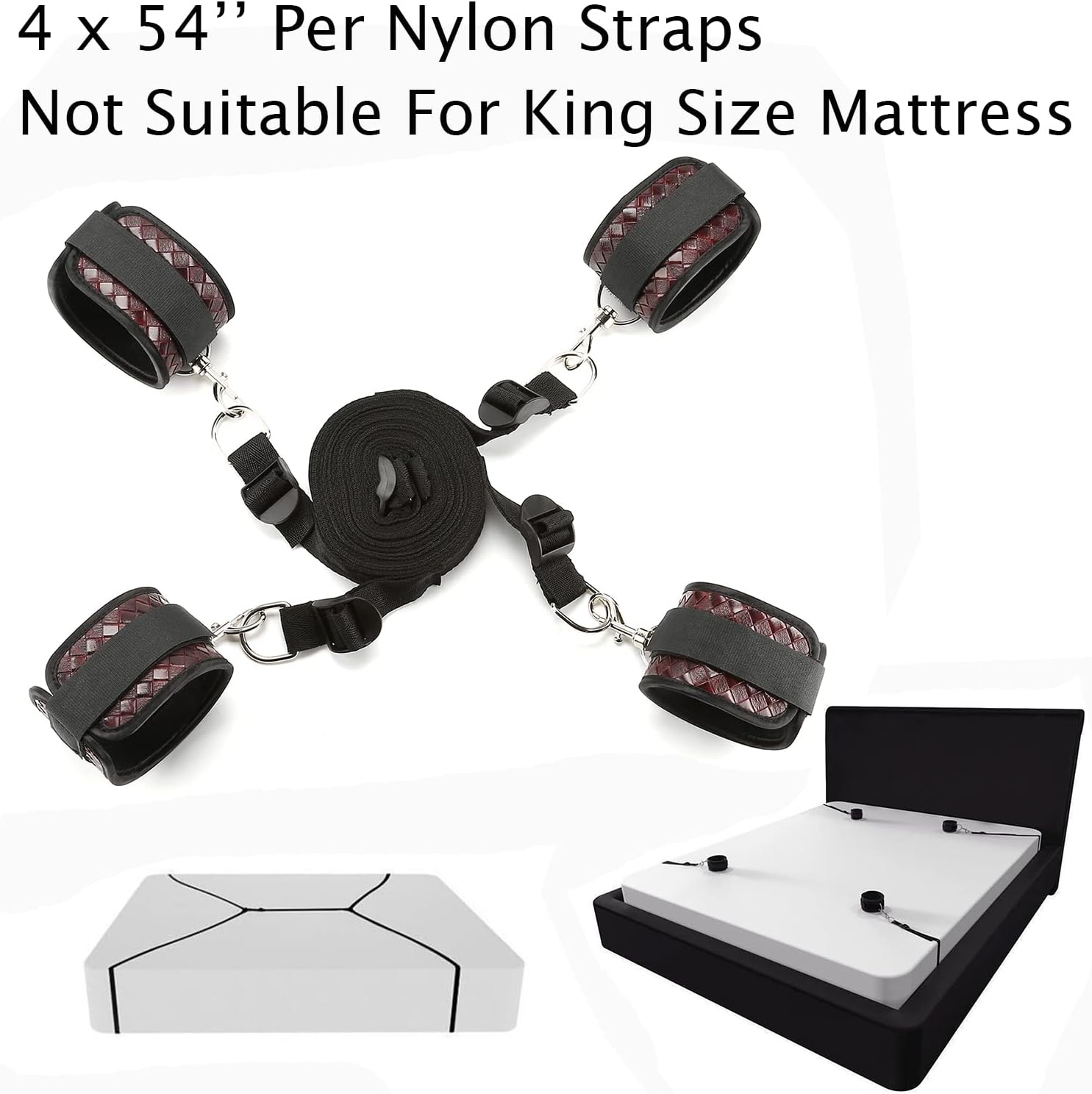 EXREIZST Expandable Spreader Bar Set with Bag and 4 Fur Leather Straps with Nylon Belts Adjustable Home Yoga Bar Kit, Silver and Brown