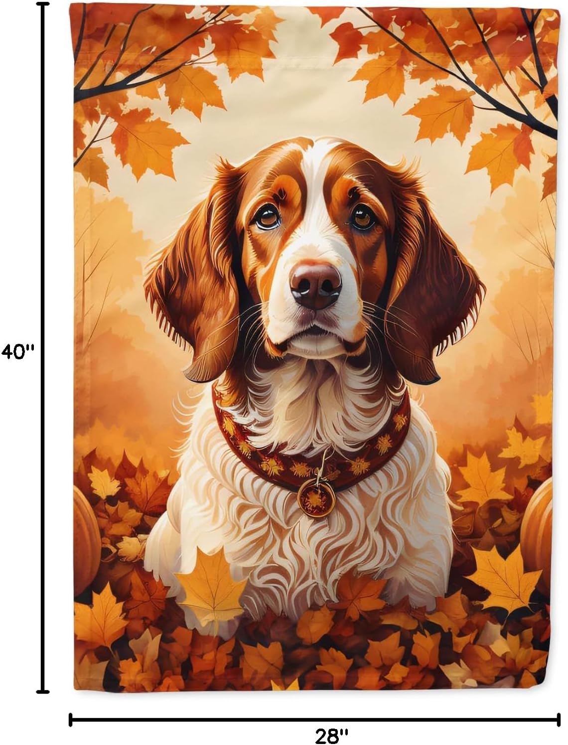 Caroline's Treasures DAC1029CHF Brittany Spaniel Fall House Flag Large Porch Sleeve Pole Decorative Outside Yard Banner Artwork Wall Hanging, Polyester, House Size, Multicolor