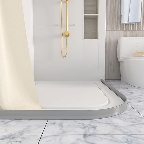 Miniatura 42 de Raycity Presa de agua de umbral de ducha de 3 pulgadas de alto, 59 pulgadas, plegable, protector contra salpicaduras de agua para regadera sin Gris