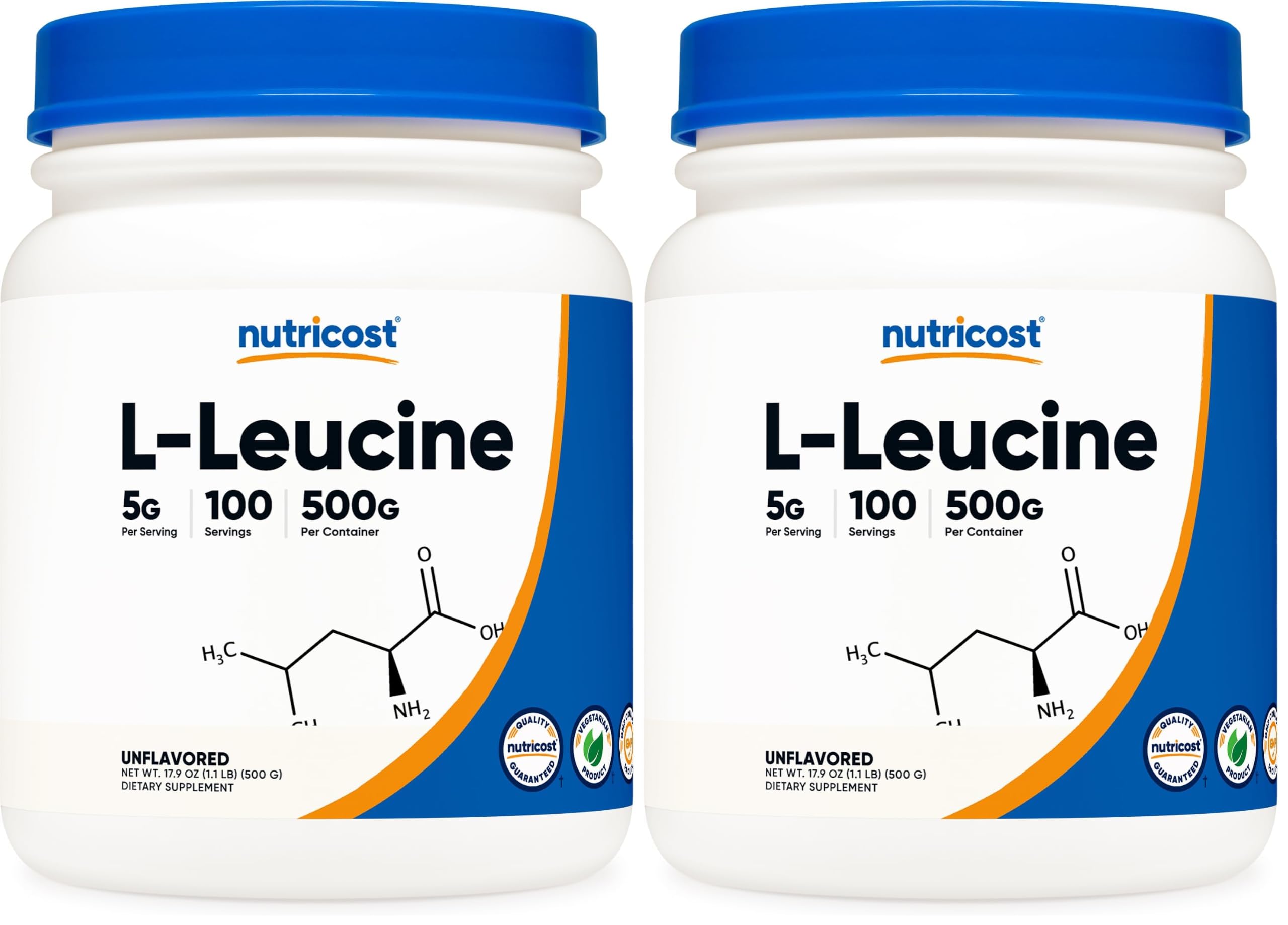 Nutricost Pure L-Leucine Powder 500 Grams (Pack of 2) 1.12 Pound (Pack of 2)