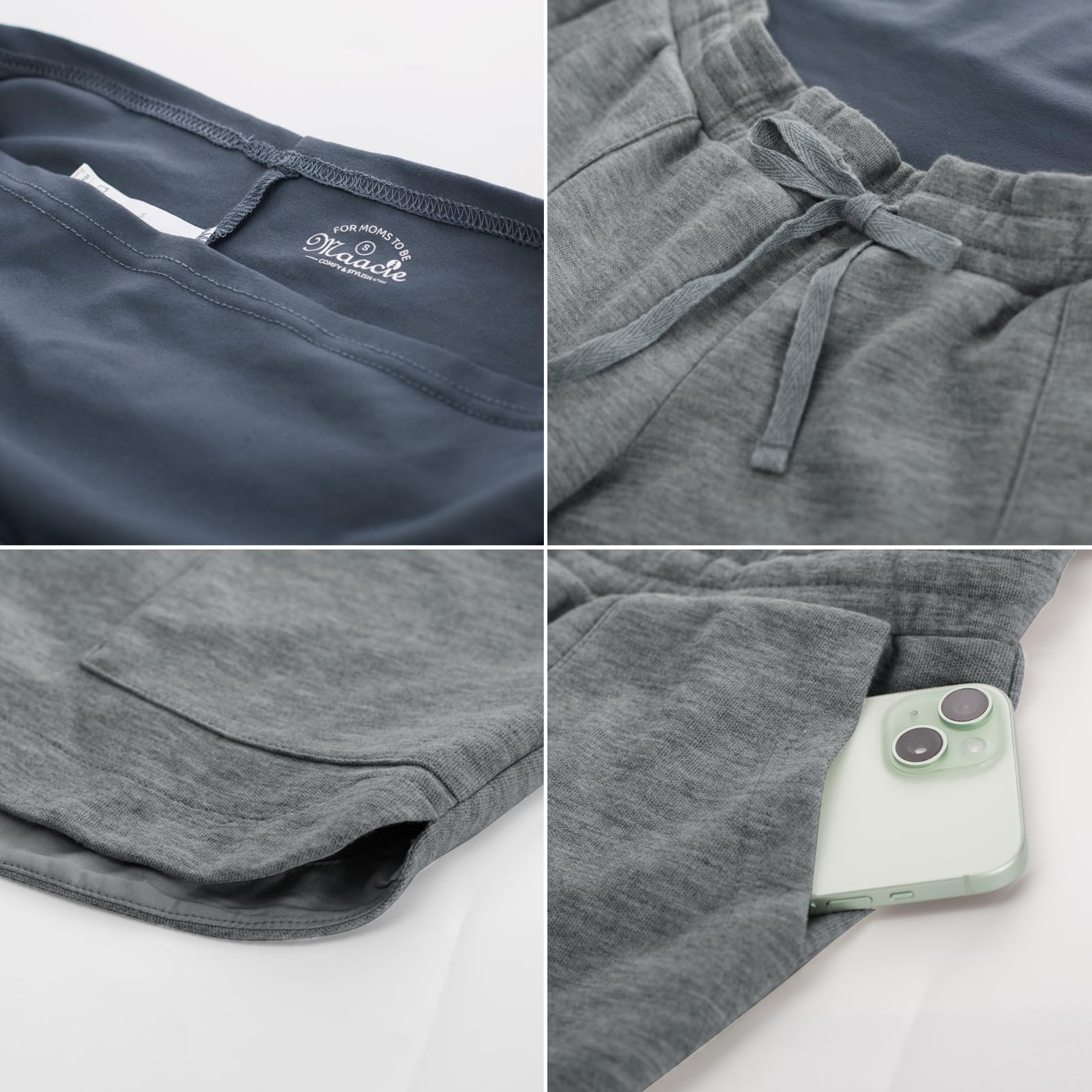 Maacie Pantalones cortos de maternidad 2026, pantalones cortos deportivos de cintura alta, pantalones cortos casuales con bolsillos