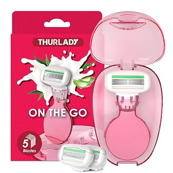 Travel Razors for Women, Travel Essentials Razor Kit, Tsa Approved | Travel Size Toiletries, 5-Blade Womens Razors for Shaving, Extra Smooth Shave, 1 Mini Handle with 3 Refills & 1 Case, Pink