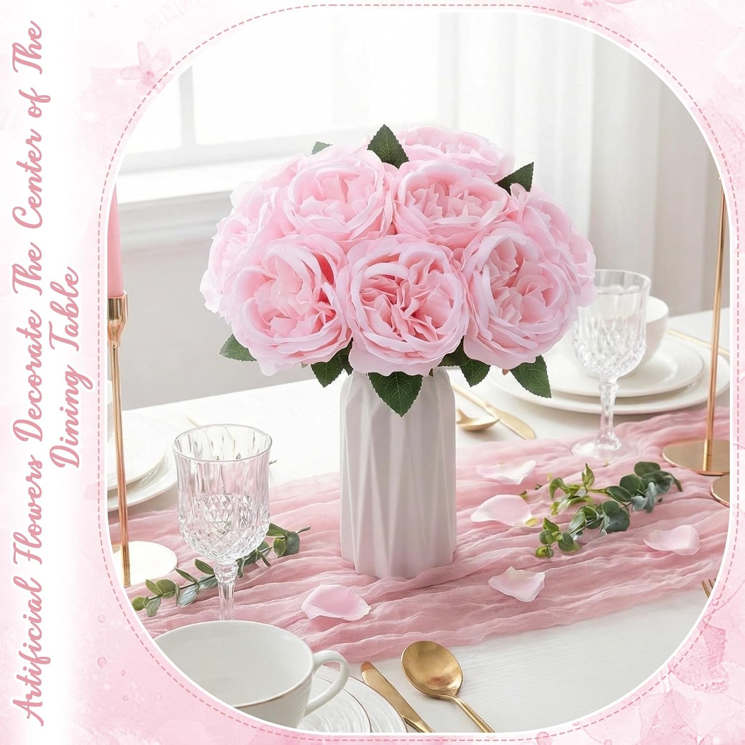 80 Pack Austin Rose Peonies, 3.94 Inch Artificial Flowers Heads Bulk with Stems Leaves for Arrangement Wedding Centerpiece Banquets Party Home Kitchen Decor DIY(Pink)