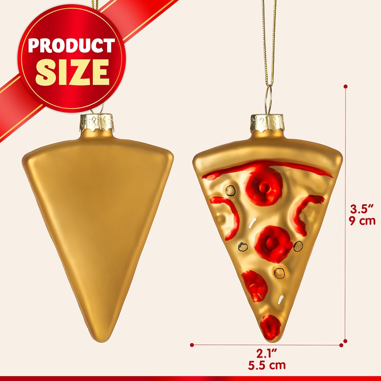 Joiedomi Pizza Mini Christmas Ornaments, Food Blown Glass Small Ornament for Christmas Tree Hanging Outdoor Decorations Indoor, Xmas Party Favors Supplies Cute Presents Gifts - Image 5