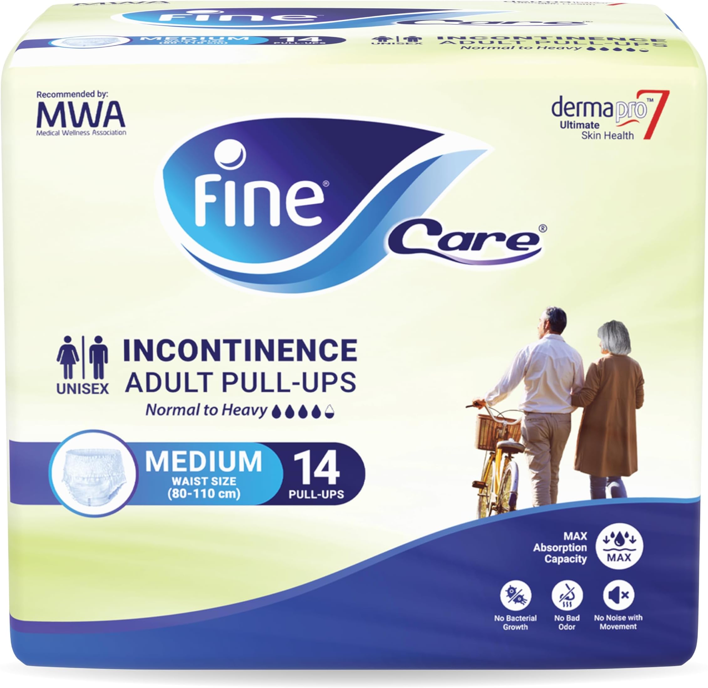 Fine Care Adult Incontinence Diaper Pull-ups, Medium size 80 – 110cm, 14 Diapers