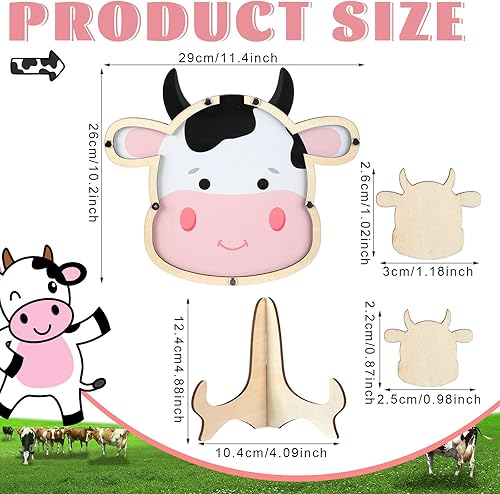 Miniatura 3 de Geelin Libro de invitados para baby shower, alternativas, libro de invitados de vaca para baby shower, libro de invitados con marco de fotos con 50