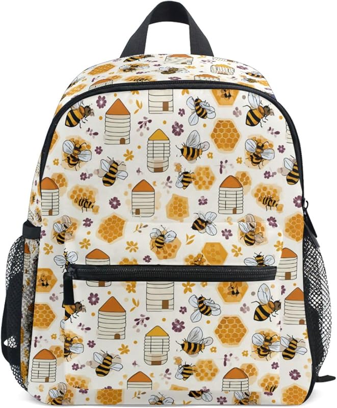 Kid Backpack Honeycomb Bees Toddler School Book Bag
