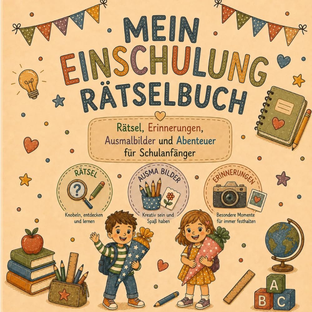 Mein Einschulung-Rätselbuch: Kleines Mitmachbuch mit Rätseln, Spielen & Beschäftigung zum Schulanfang | Vorschule & 1. Klasse | Geschenk zur Einschulung
