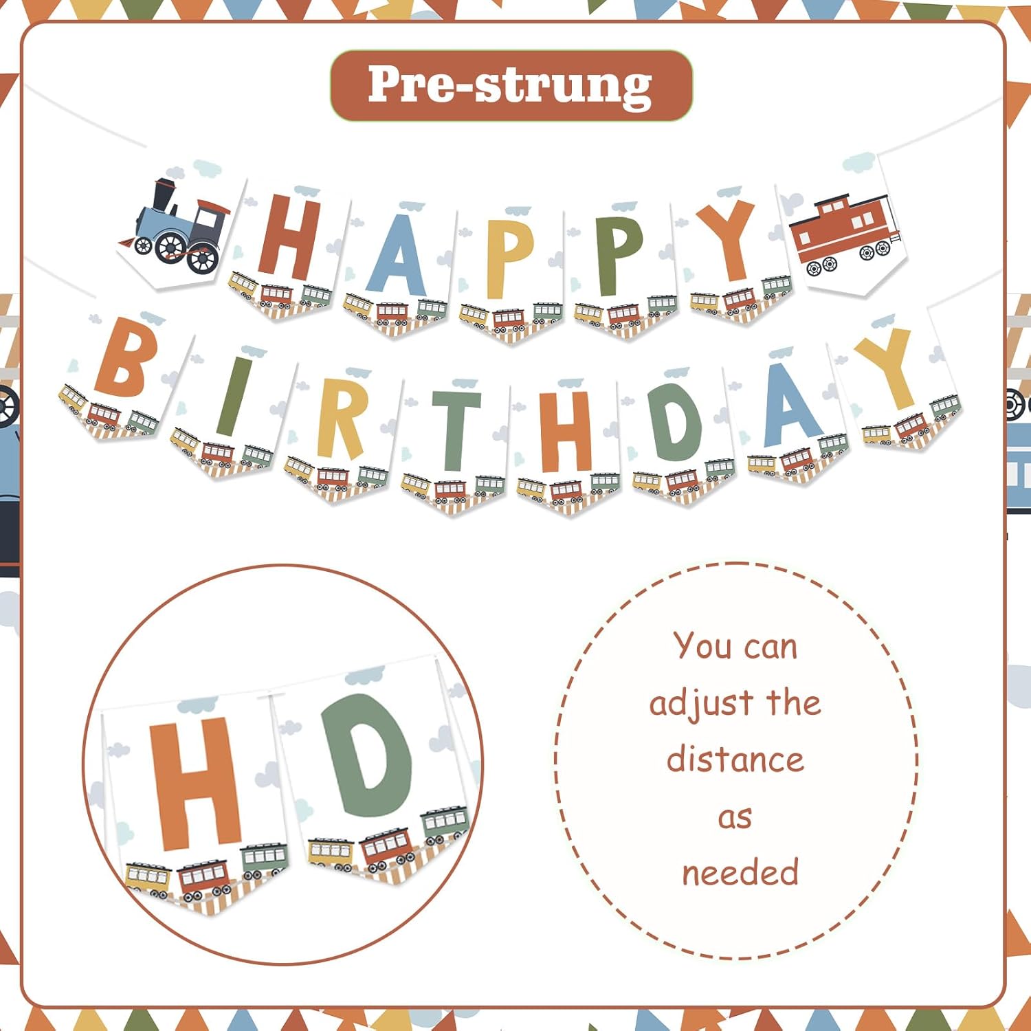 Sursurprise Train Theme Birthday Decorations, Steam Train Happy Birthday Backdrop Banner Sign, Railroad Crossing Cake Cupcake Topper Balloon for Transportation Traffic Vehicle Bday Party Decor - Image 6