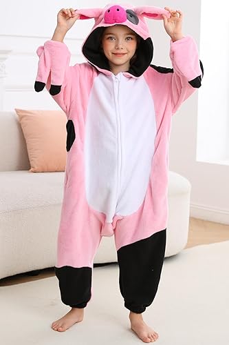 Miniatura 2 de DarkCom Pijama de animal para niños, para mujeres y hombres, disfraz de cerdo piebaldo, disfraz de Halloween, pijamas de Navidad