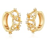 VACRONA Gold Huggie Hoop Earrings for Women 14K Gold Plated 925 Sterling Silver Post Chunky Braided Earrings with Cubic Zirconia Trendy Jewelry Gifts