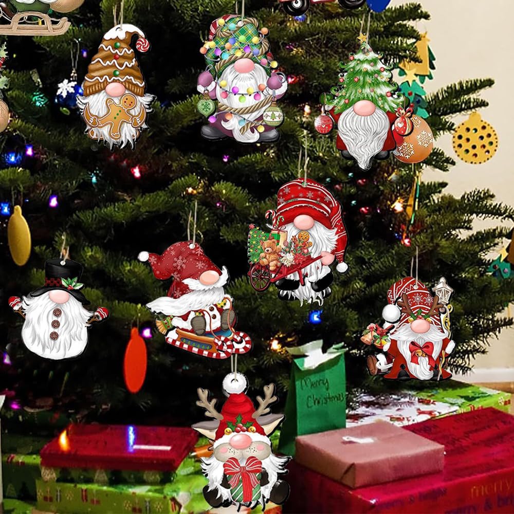 Weihnachten Holzanhänger 24-tlg. - Zwerge Christbaumschmuck Set