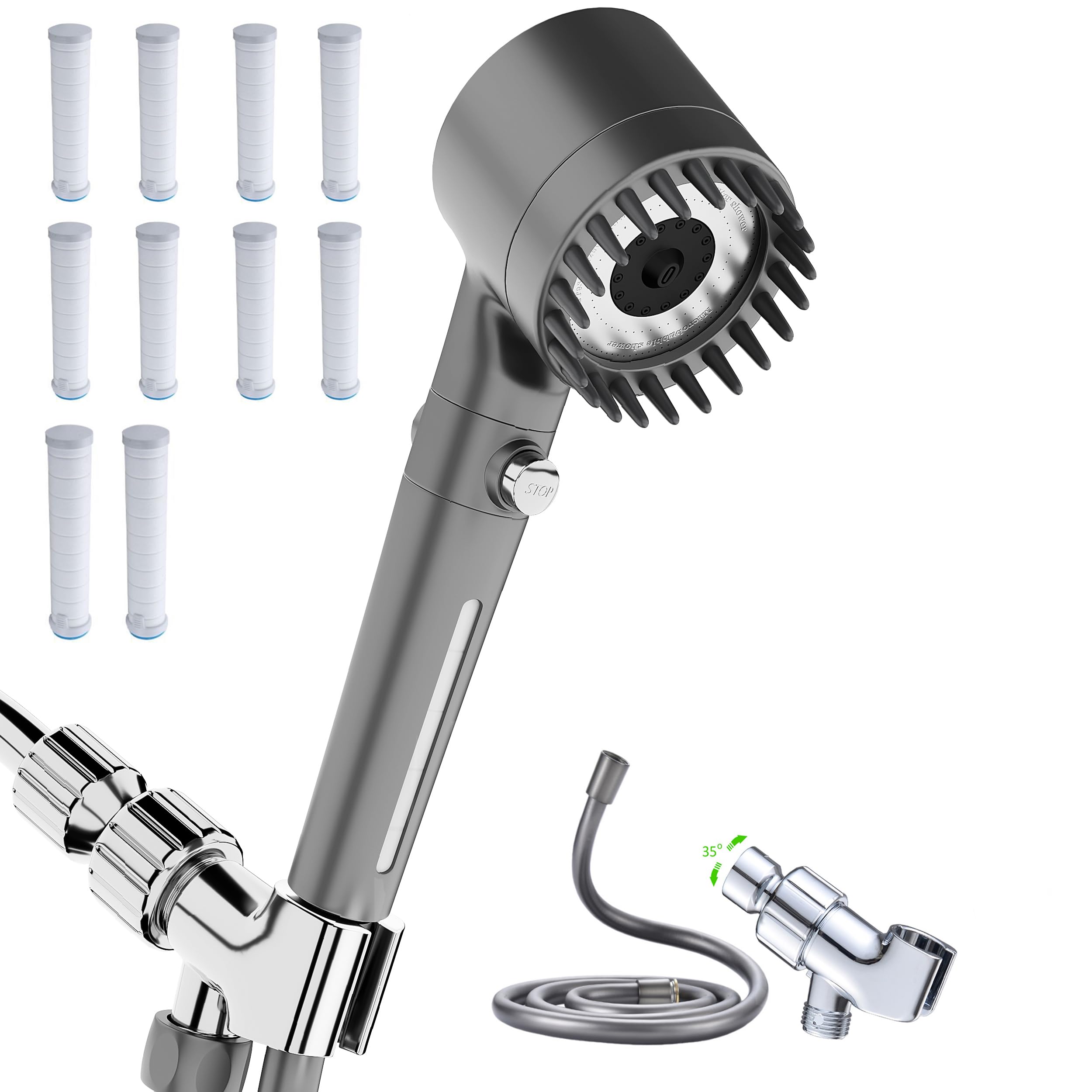 xianshengle High Pressure Shower Head with Handheld, 4