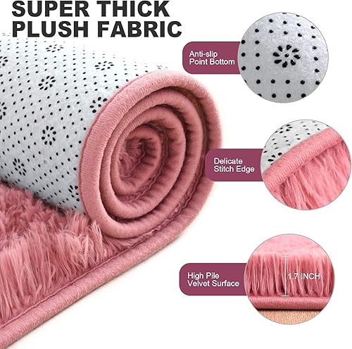 Miniatura 4 de Comeet Super Soft Bedroom Rug Fluffy Carpets 4 x 6 Feet Grey Shaggy Area Rug for Living Room Bedroom Baby Room Non-Slip Indoor Room Carpet for Kids