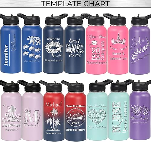 Miniatura 2 de iProductsUS - Botellas de agua personalizadas para papá de 40 onzas  32 onzas con pajilla, termo deportivo de acero inoxidable, regalo del día del