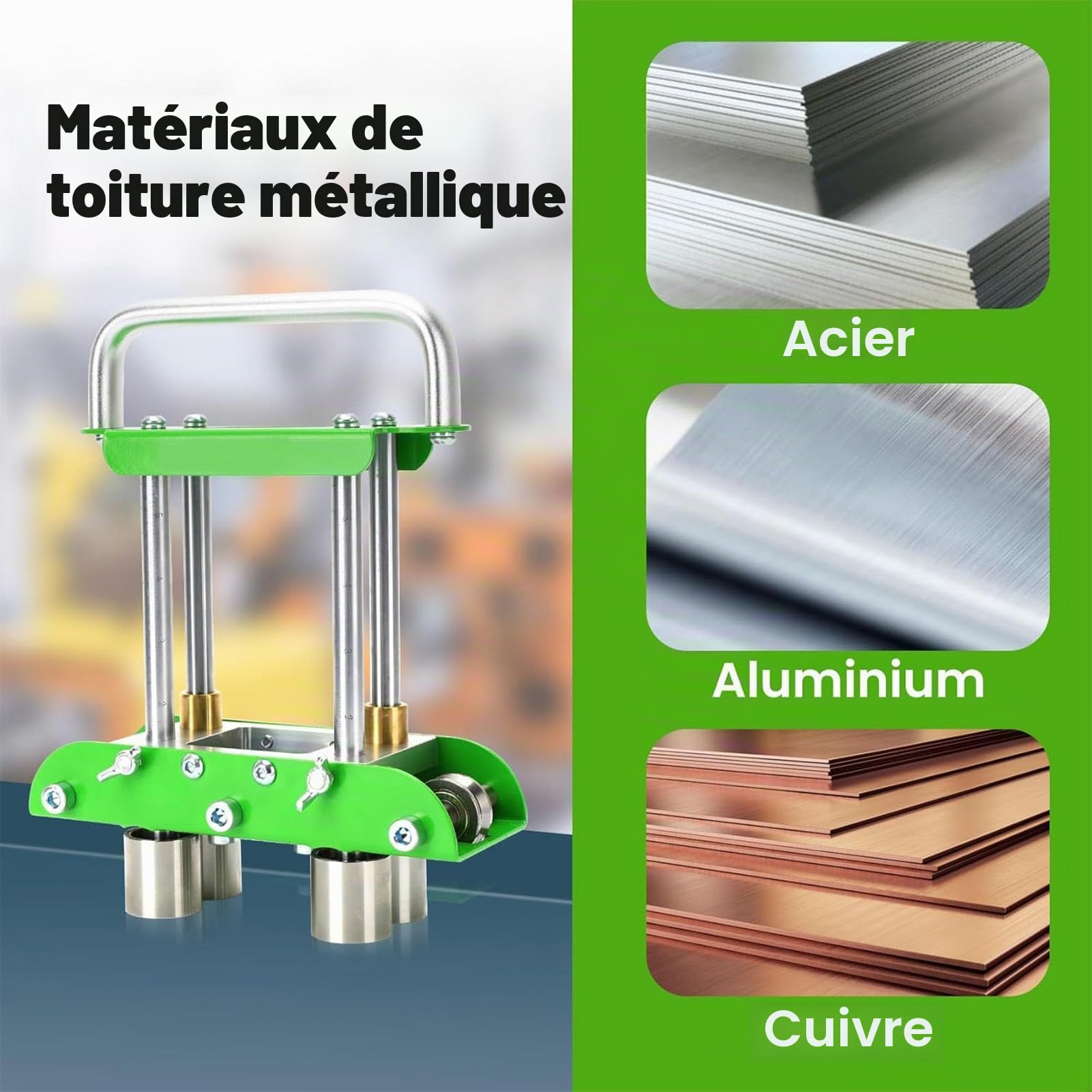Rouleau de Chant pour Plier des Matériaux de Toiture en Métal à un Angle de 0 à 90 °, Outil de Pliage de Métal, Frein de Cintreuse à Rouleaux de Tôle avec Cisailles de 8 Pouces,