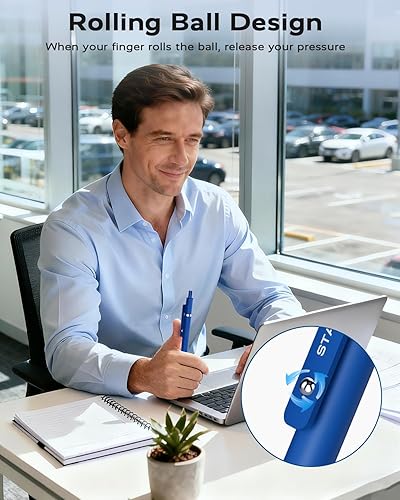 Miniatura 5 de Bolígrafos de gel azul, paquete de 6 bolígrafos de tinta azul de secado rápido con 3 recargas extra, bolígrafos retráctiles de punta fina de