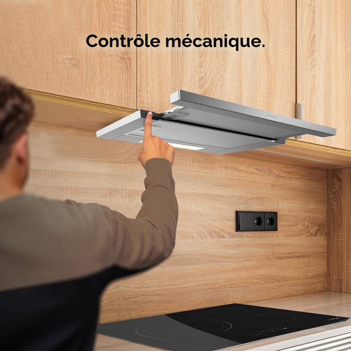 Cecotec Hotte aspirante télescopique 60 cm Bolero Flux TLM 603500 Inox 70 W 350 m3/h Commande mécanique 2 niveaux Lumière Filtre à charbon