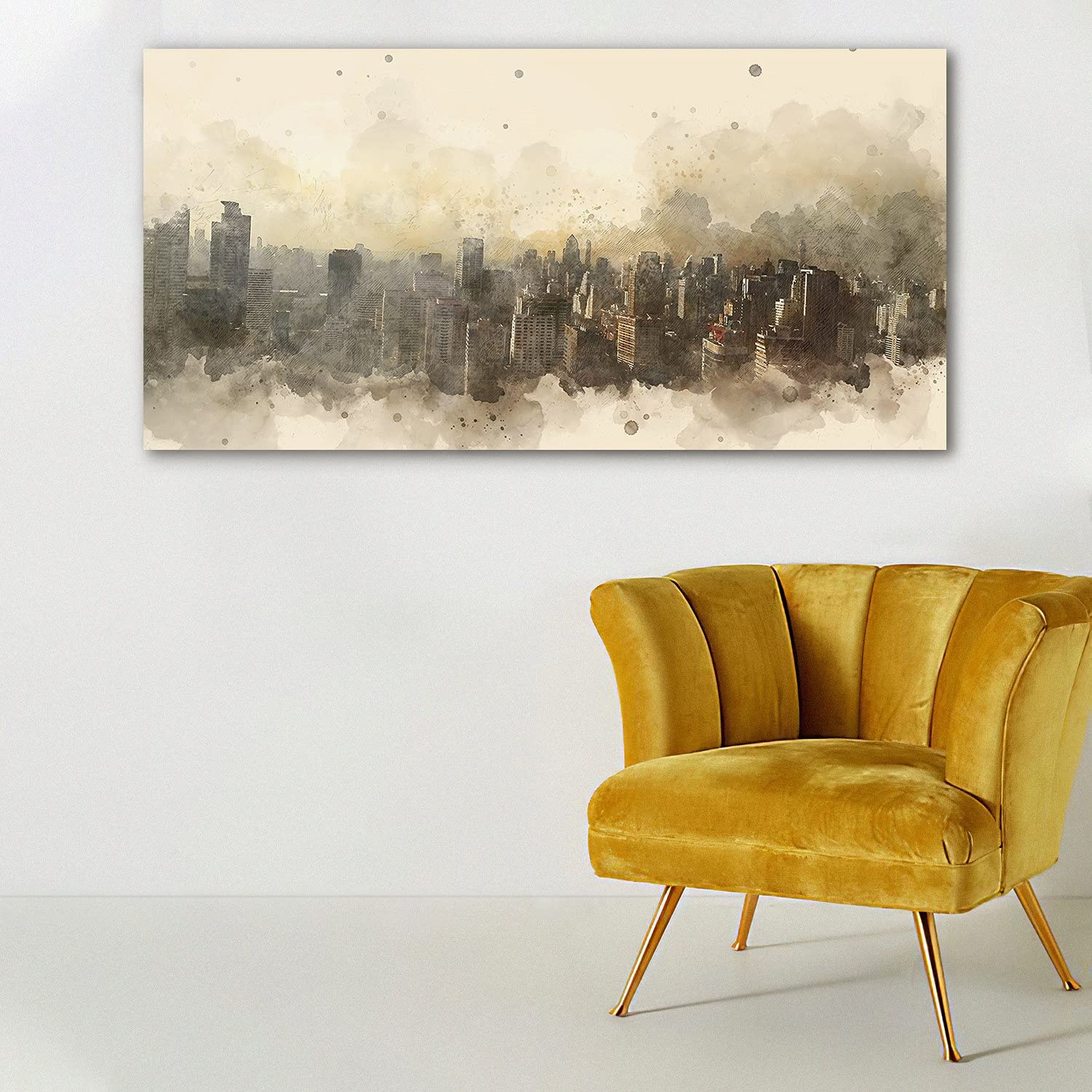 Coloray Pintura acrílica 140x70cm Vidrio Acrílico Cuadro De Pared Sala De Estar Mural Arte - Acuarelas de abstracción
