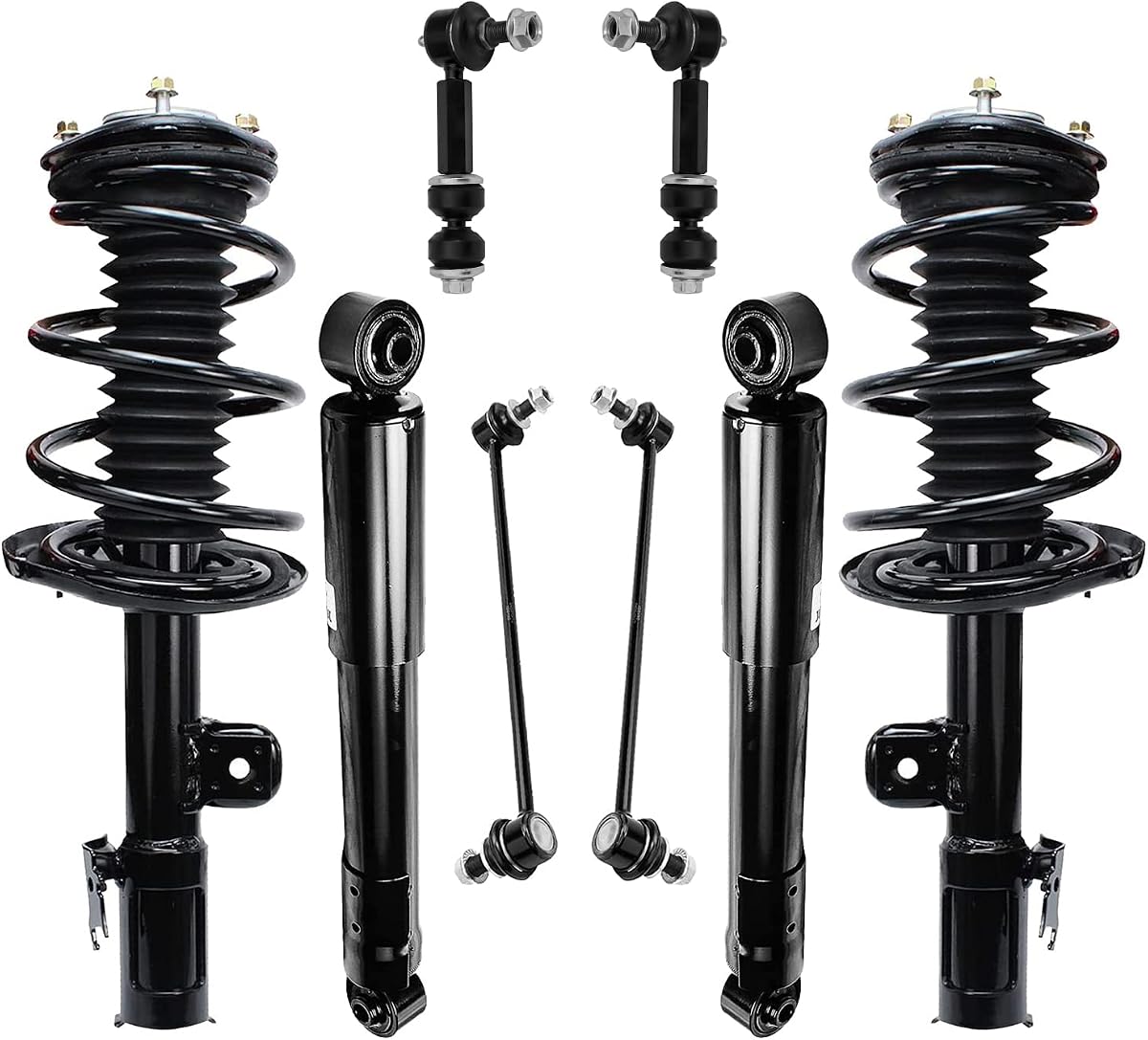 Detroit Axle - 8pc Struts Shocks Kit for 2006-2012 Toyota RAV4 [3.5L] | Front Complete Struts w/ Coil Spring Rear Shock Absorbers Front Rear Sway Bars Replacement Quick Install Ready Strut Assembly