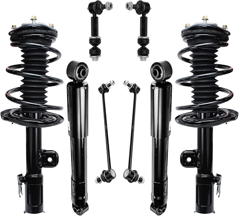 Detroit Axle - 8pc Struts Shocks Kit for 2006-2012 Toyota RAV4 [3.5L] | Front Complete Struts w/ Coil Spring Rear Shock Absorbers Front Rear Sway Bars Replacement Quick Install Ready Strut Assembly