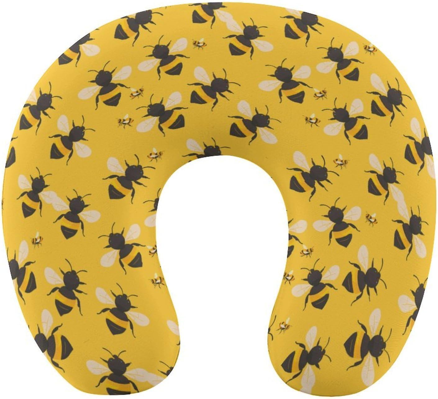 Bumbleses Bee Travel Pillow U Shape Neck Pillow Washable Pillowcase for Sleeping Chair