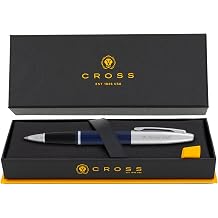 Cross Calais Rollerball Pen, Blue Lacquer with Chrome Appointments, Personalized Laser Engraving, Black Ink, Cross Gift Box, Graduation and Mothers Day Gift for Women and Men