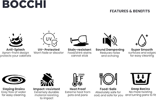 Miniatura 7 de BOCCHI Classico Farmhouse Delantal de arcilla refractaria delantera de 33 pulgadas. Fregadero de cocina de doble tazón con rejilla inferior